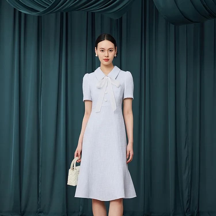 【晨粉专享价】优雅灵动飘带鱼尾连衣裙2025新款长裙-MOGC03WOP011