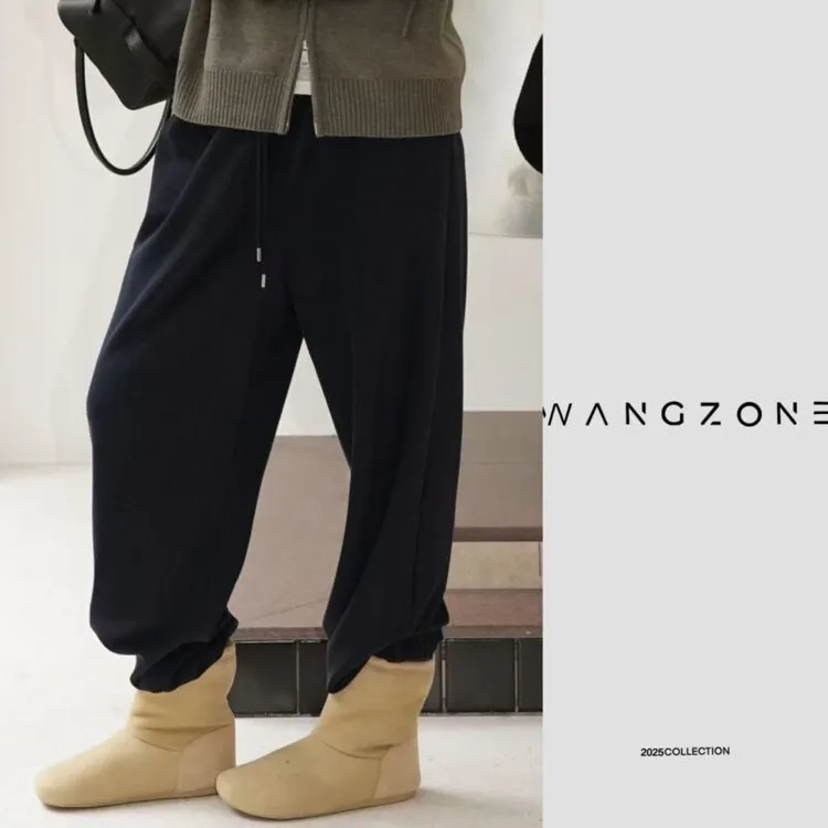 WANG ZONE | 软糯天丝抽绳设计感松弛经典运动束脚阔腿裤