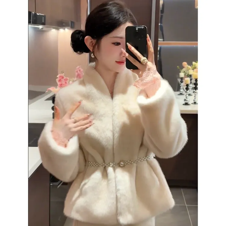 2025秋冬网红爆款小富婆秋冬款环保毛毛外套温柔风气质百搭高级感