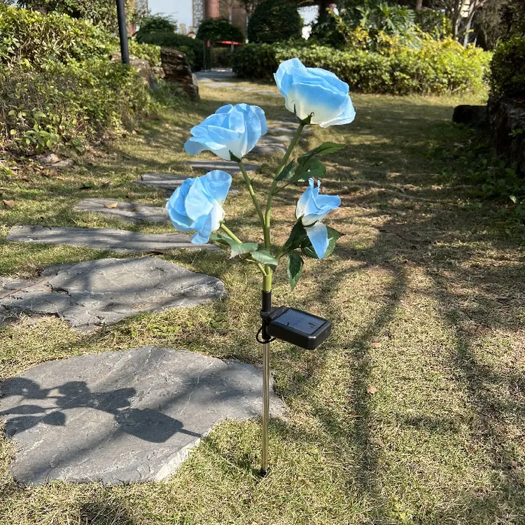 馨芒太阳能户外玫瑰花草坪灯别墅花园花坛地插式防水庭院装饰花灯