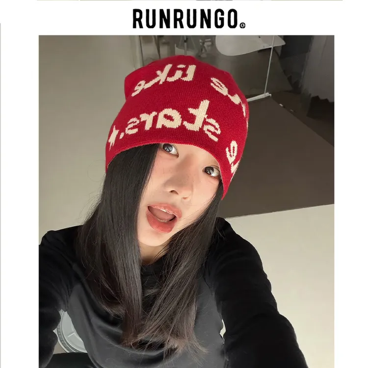 Runrungo秋冬季保暖休闲帽子大头围针织毛线帽亲子款冷帽百搭