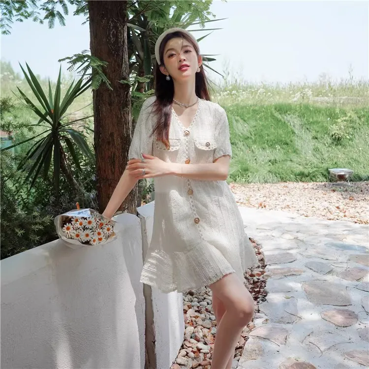 法式洋气时尚小香风连衣裙2025新款夏季小个子气质名媛高级感裙子