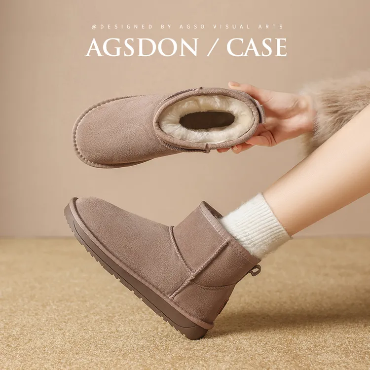 奥古狮登牛反绒雪地靴冬季保暖厚底3CM加绒加厚9420AA