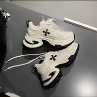 粉红PINK丨“十字花架”增高7CM真皮厚底老爹鞋运动鞋FH25C3S3103