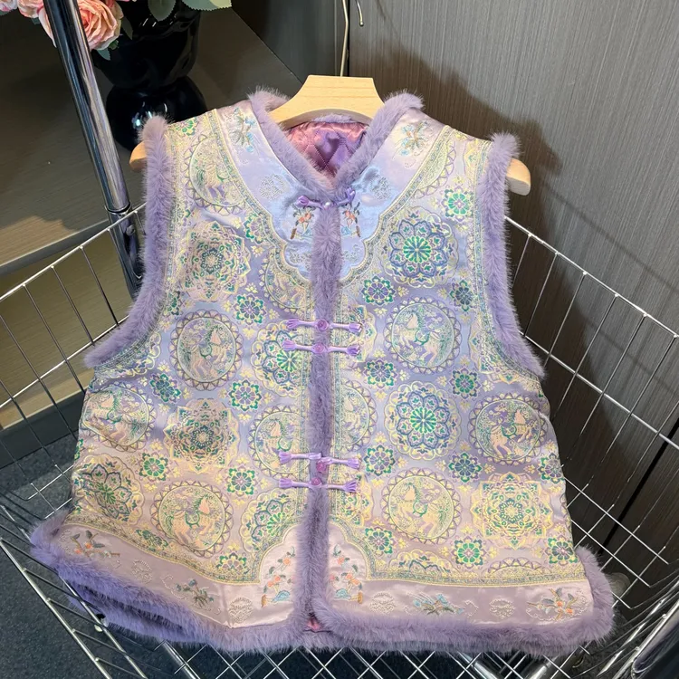 【清秋月】冬季加棉加厚富马宝象设计师款加棉女士马甲