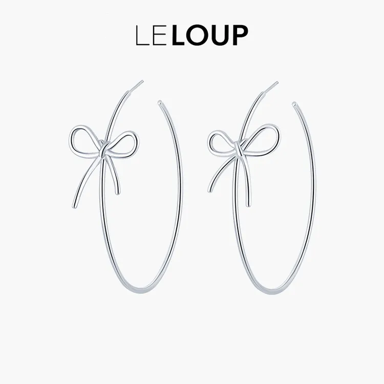 LELOUP 铜合金耳饰 复古简约小众高级感蝴蝶结大圈耳环女金属耳环