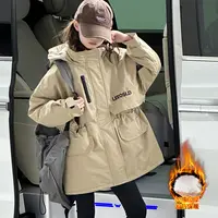  【Maila童装】女童韩系夹棉收腰风衣外套冬季字母刺绣派克服洋气