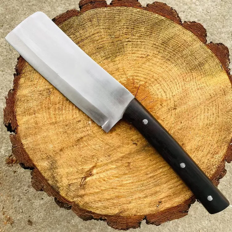 龙泉大马士革纯手工锻打家用户外一体成型砍柴刀