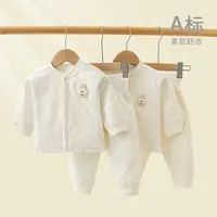 婴幼儿薄棉衣服套装居家内衣春秋冬新款男女宝高腰护肚薄棉套保暖