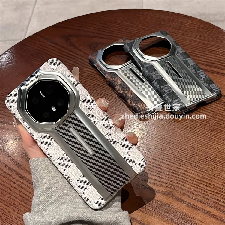 适用华为mate70rs/60RS非凡大师手机壳格纹保时捷全包防摔保护套