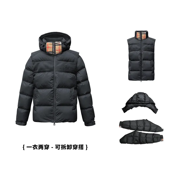 马丁叔叔 25W冬季新款保暖连帽时尚拉链可拆卸羽绒服 761