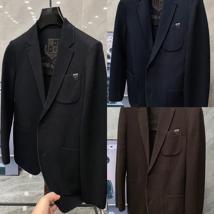秋季新款男士轻奢时尚休闲百搭高品质针织西服 58005