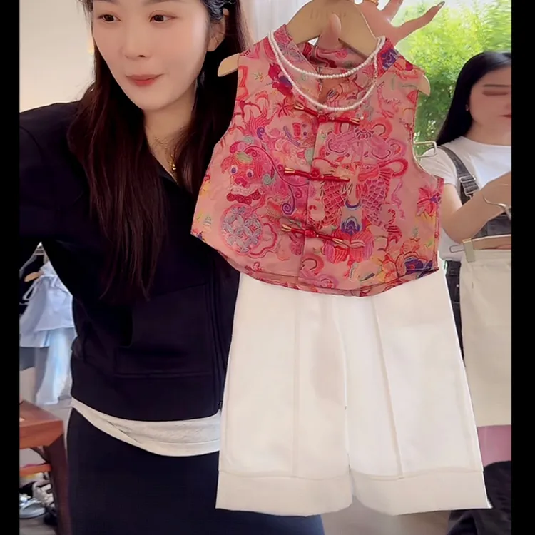 女童国风套装夏季2025新款儿童新中式马甲女宝宝夏装汉服两件套潮