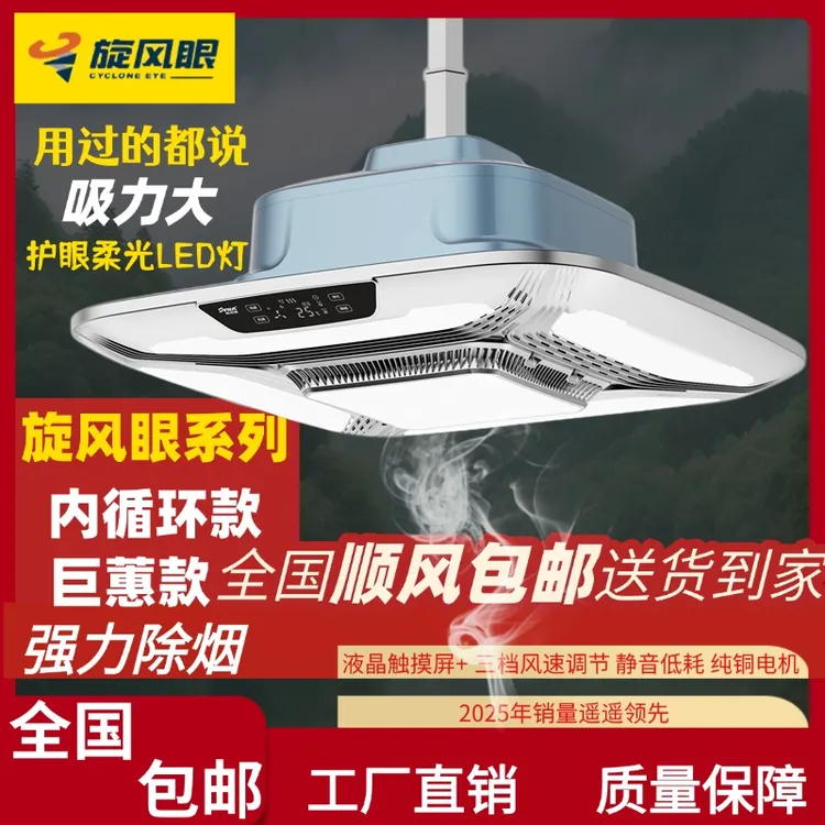 棋牌室吸烟灯排烟神器吸烟净化器麻将馆房吊灯麻全自动吸烟净化灯