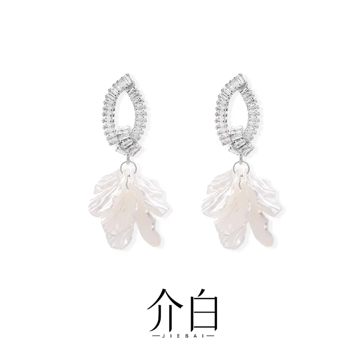 铜合金耳饰 介白 耳饰白色甜美素款耳环流苏耳钩仙气森系百搭