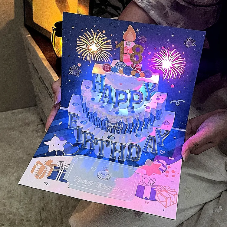 【吹蜡烛许愿】创意生日贺卡烟花可DIY年龄高级感ins生日礼物送女生