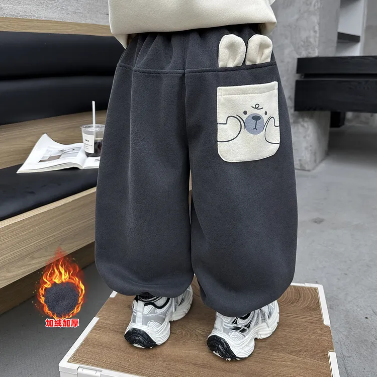 男童加绒裤子冬季2025新款儿童一体绒运动卫裤女童一条过冬休闲裤