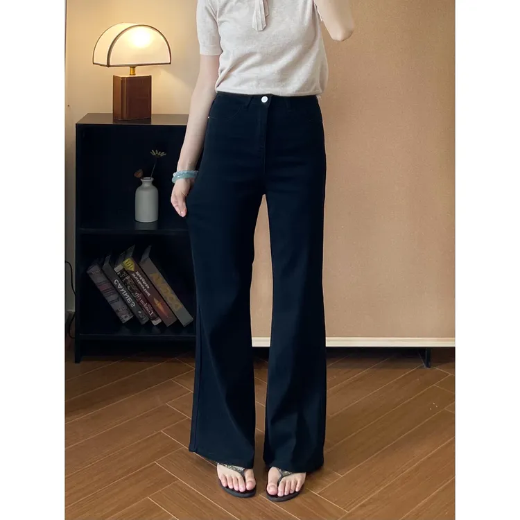 早秋垂感直筒微喇牛仔裤女2025新款遮胯显瘦小个子微喇阔腿牛仔裤