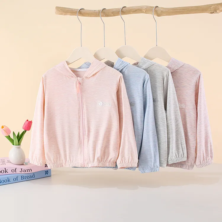 儿童防晒衣2025夏季新款男女莱赛尔冲锋衣中大童运动上衣带帽外套