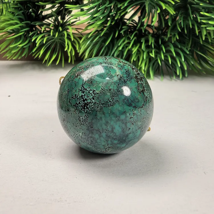 天然原矿绿松石瓷釉级玉化圆珠27.8mm重31.8克高瓷高色地大质检