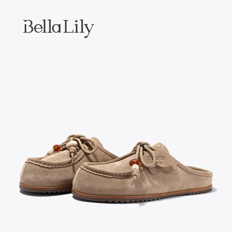 BellaLily2025秋季新款复古风厚底勃肯袋鼠鞋外穿舒适包头半拖女