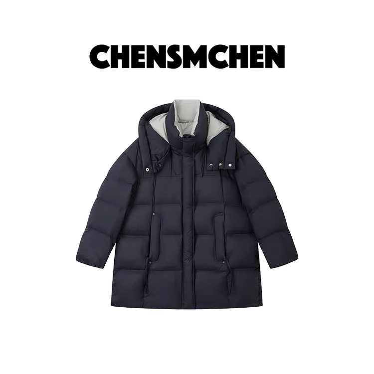 CHENSMCHEN时尚简约休闲撞色90鹅绒服女宽松保暖羽绒服CSY11544SL