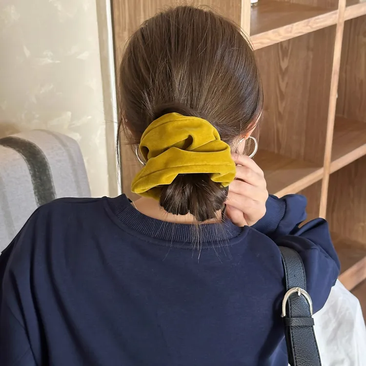 秋冬复古丝绒大肠圈简约百搭发绳扎马尾皮筋头绳基础通勤发饰新款