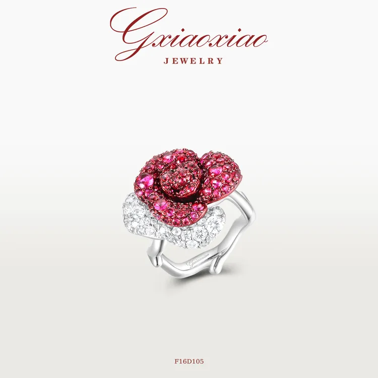 G XIAOXIAO 镀K金【黑魔术红玫瑰】轻奢气质甜美戒指 F16D105