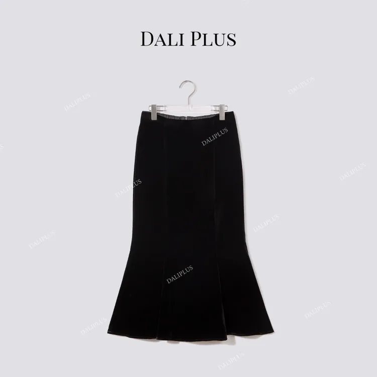 DALI PLUS“重磅真丝丝绒鱼尾裙长裙”松紧腰半裙-D5ST1337