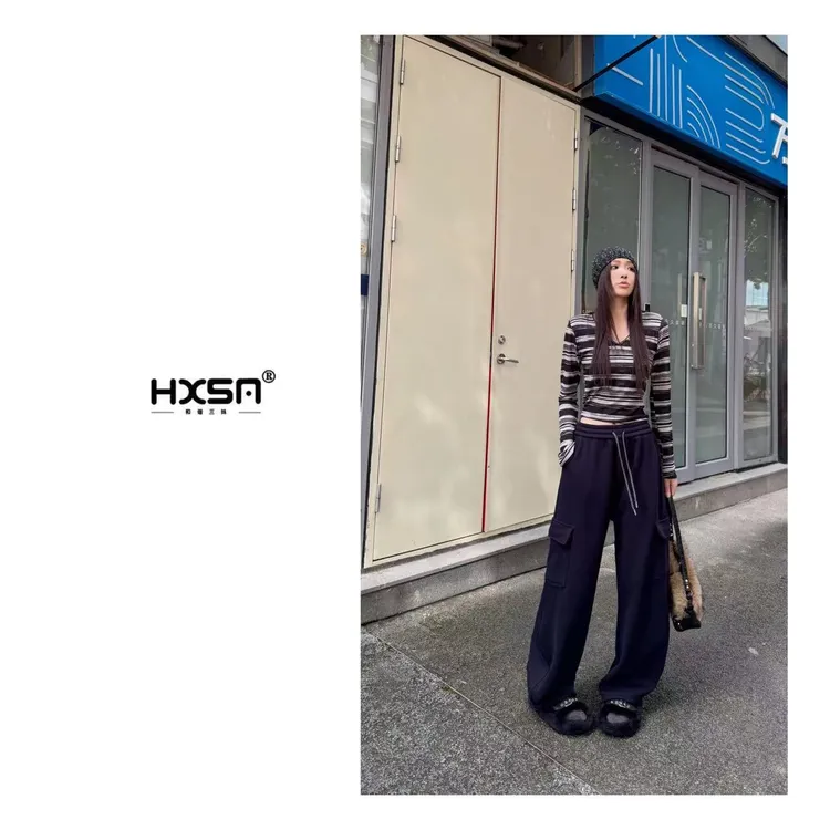 HXSM「糯米工装裤」秋冬抽绳帅酷工装裤9228