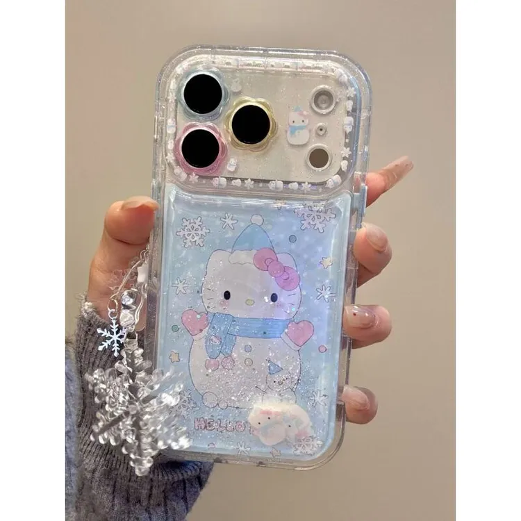 冬季ins雪花雪人猫咪摇摇乐适用于iphone17promax苹果16p手机壳15