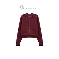 KHJR/腔调混纱 高领设计感连帽INS风短外套时尚25秋冬女款