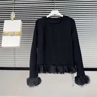 YK M胸94-130长56拼接花瓣弹力套头坑条显瘦长袖衬衫上衣 2311