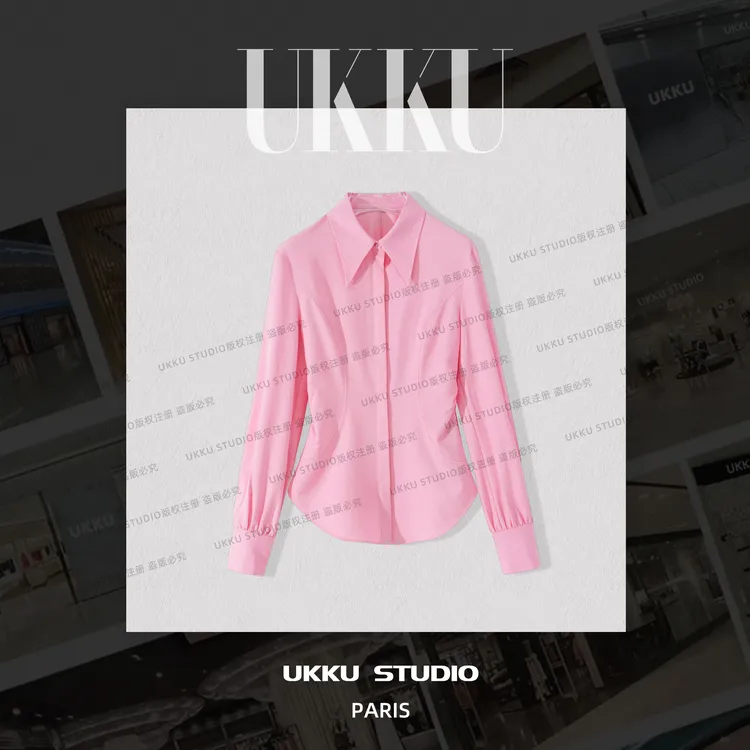 秀秀【UKKUSTUDIO】小众休闲时尚气质设计师长袖衬衫514829
