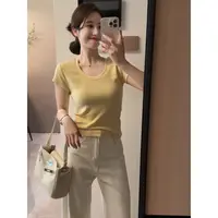 【瘦瘦T】超好穿！百搭U领夏季修身显瘦纯色圆领罗纹T恤