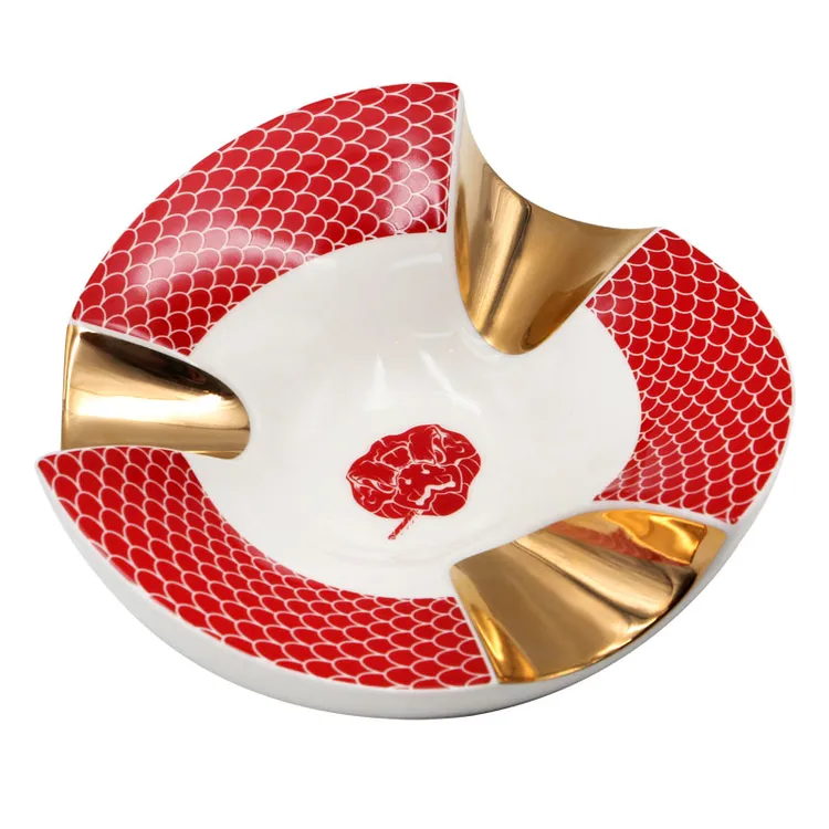 包邮 LAFULI雪茄烟灰缸 蛇生肖 3位陶瓷烟缸 圆形蛇纹图案