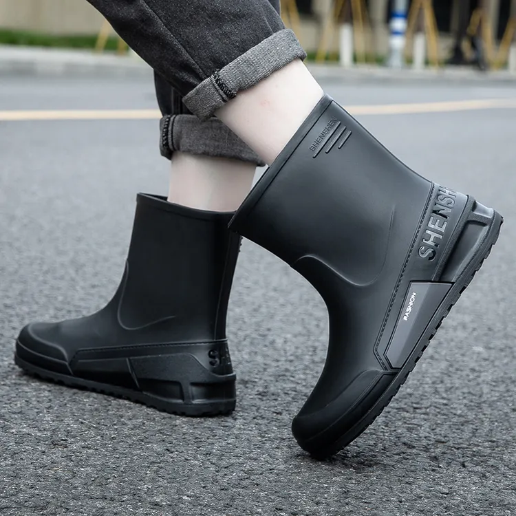 男士雨鞋中筒厚底耐磨防滑防水鞋轻便短筒男雨靴厨房外卖户外钓鱼