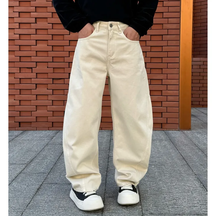 秋季宽松弯刀立体剪裁美式休闲百搭时尚简约水洗高品质男牛仔长裤
