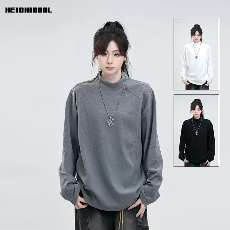 黑迟HEICHI 秋冬德绒内搭打底衫秋冬美式插肩长袖打底男士