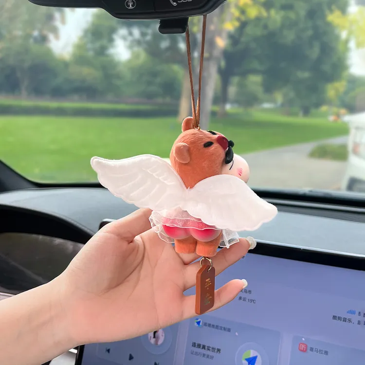 天使可爱小新植绒车载挂件汽车内饰品挂饰平安车挂后视镜吊饰吊坠