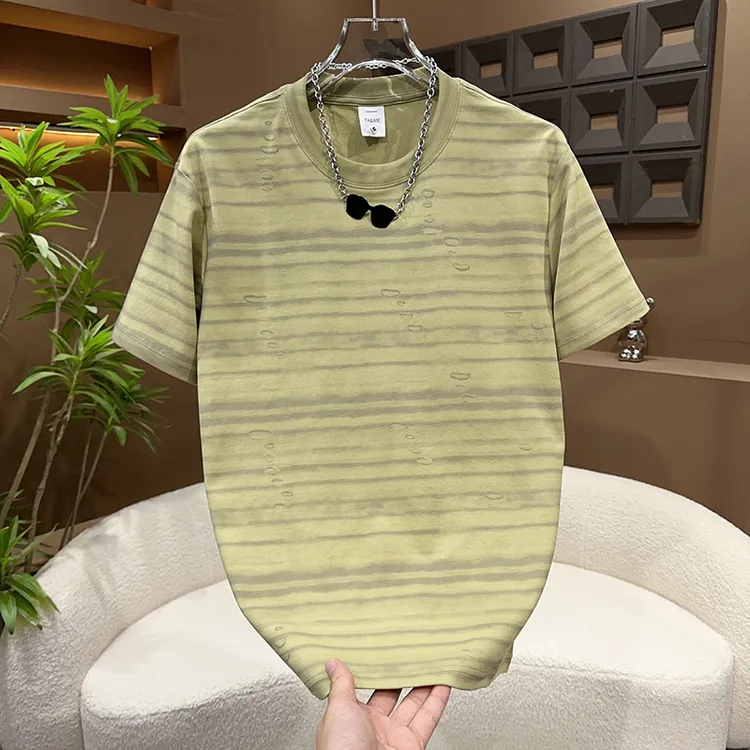 网红设计感条纹撞色圆领短袖夏季日常T恤时尚休闲百搭宽松圆领短t