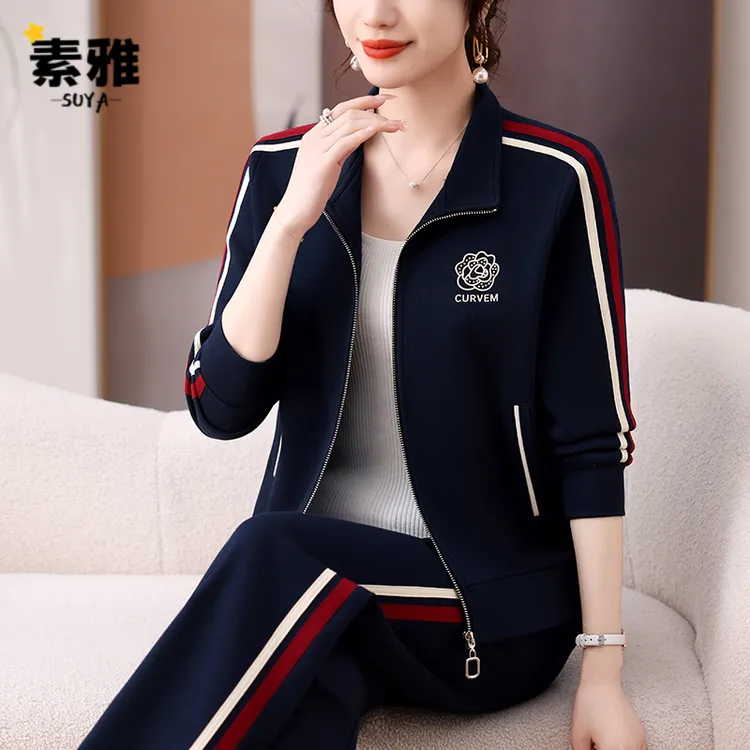 2025新款春秋季休闲运动套装女春装小个子跑步服中老年大码两件套