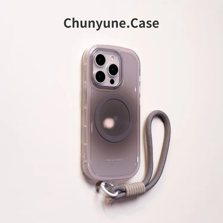 晕染椭圆灰色适用苹果16pro手机壳iphone13新款15磁吸16带挂绳12