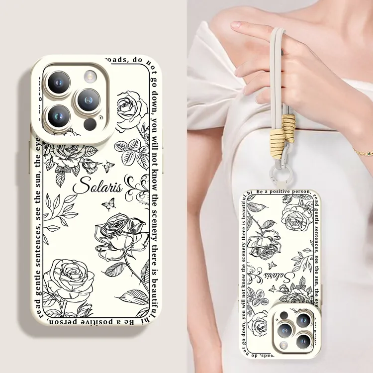 素描花朵适用苹果16promax手机壳iPhone15pro轻奢14p小众复古plus