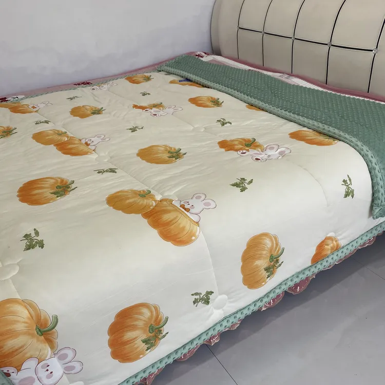 亲肤柔软针织棉可水洗春夏秋豆豆被印花包边