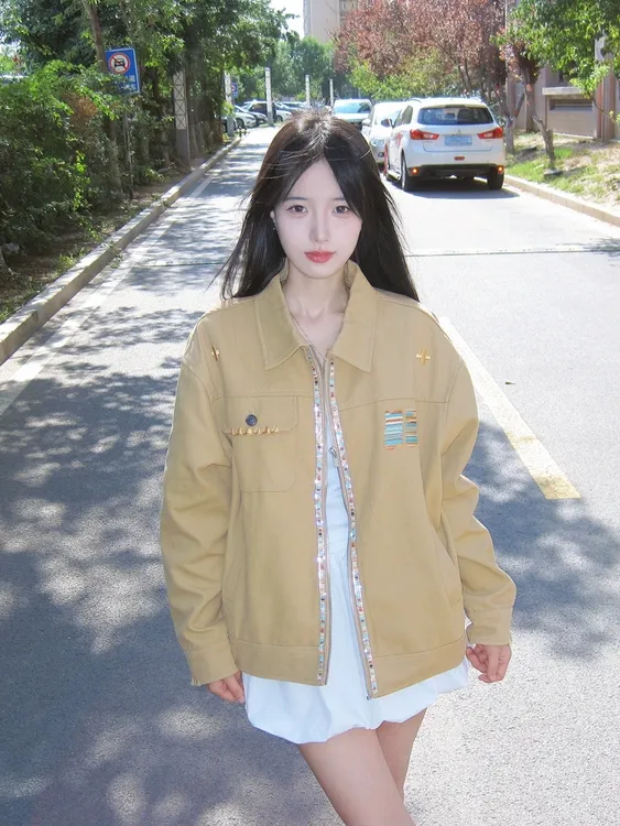 小个子美式短款夹克夹薄款棒球服外套男女春秋冬季宽松大码情侣装