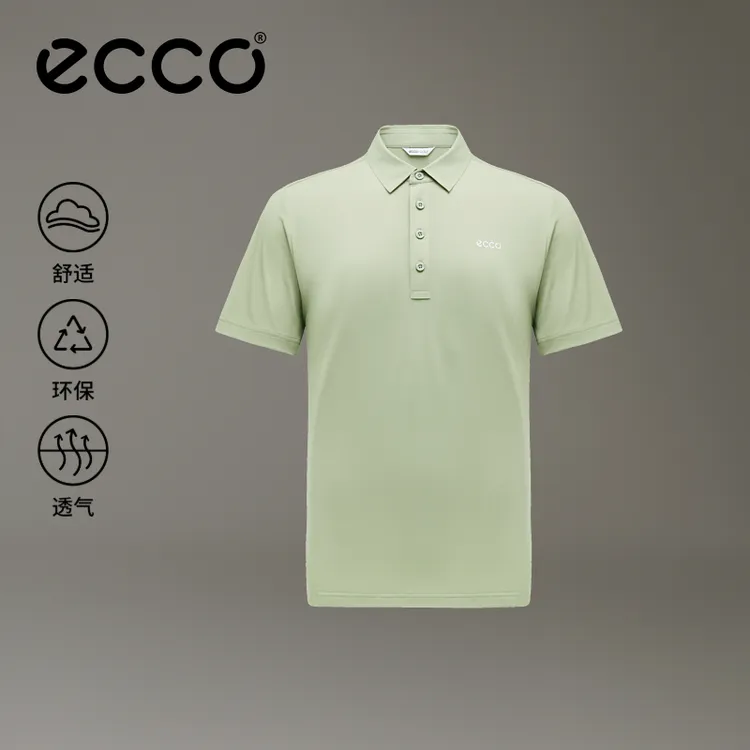 ECCO爱步【男款高尔夫网眼POLO短袖】轻薄透气运动休闲EG261T008M