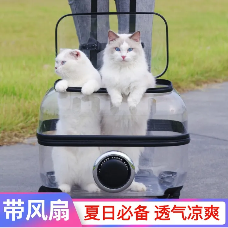 猫包外出便携带风扇宠物拉杆箱大容量两只猫咪双肩背包狗宠物推车