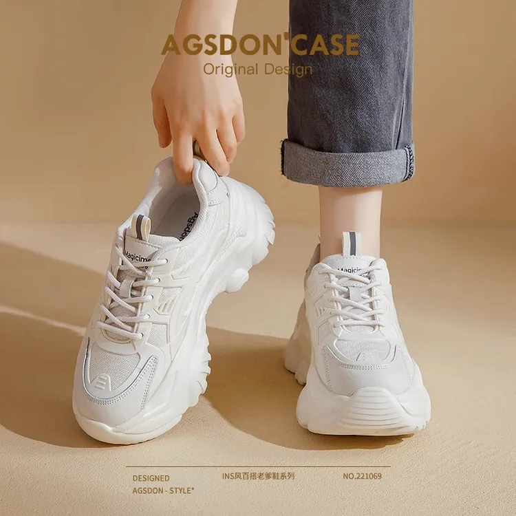 奥古狮登老爹鞋女2025四季新款厚底百搭增高小白运动鞋显脚小女A