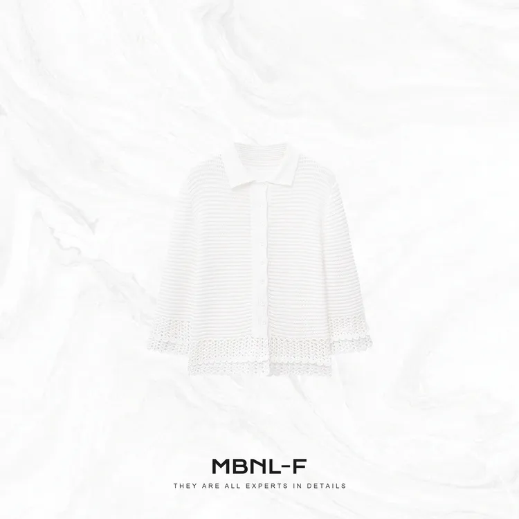 MBNL-F“淡雅法式”重工定织7针6支多股全棉镂空开衫秦磊XM-XSY7633
